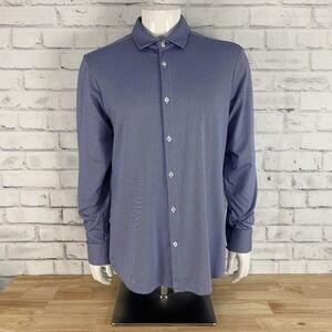Mizzen+Main Blue Micro-Check Casual Button Down Shirt